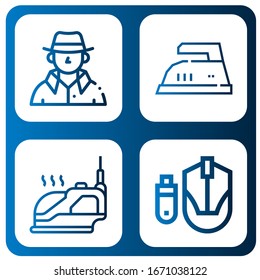 wire simple icons set. Contains such icons as Detective, Iron, Mouse, can be used for web, mobile and logo