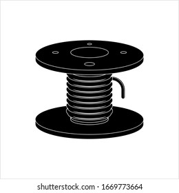 Wire Spool Icon, Cable, Wire Coil Vector Art Illustration