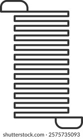 Wire springs and steel curved flexible coils forming a linear spiral silhouette isolated vector icon representing a tension spring, compression spring or torsion spring