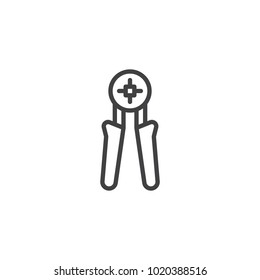 Wire stripper line icon, outline vector sign, linear style pictogram isolated on white. Cable cutter symbol, logo illustration. Editable stroke
