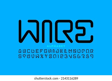 Wire style font design, alphabet letters and numbers vector illustration