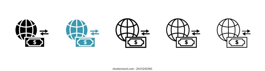 Wire Transfer and Banking Vector Icon Set. Online Transactions and ATM Vector Symbol for UI Design.