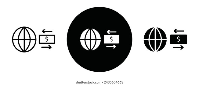 Wire transfer money icon line art vector