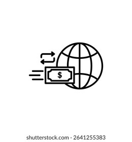 Wire transfer money icon outline set sign