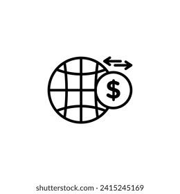 Ilustración del icono de la línea vectorial de transferencia de dinero por cable.