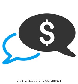 Wire Transfer vector pictogram. Illustration style is a flat iconic bicolor blue and gray symbol on white background.