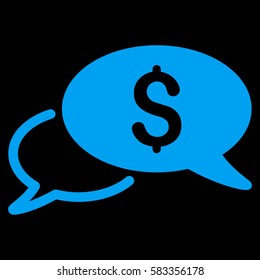 Wire Transfer vector pictograph. Illustration style is a flat iconic blue symbol on black background.