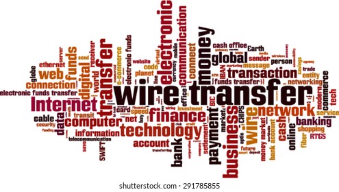 Wire Transfer Word Cloud Concept. Vector Illustration