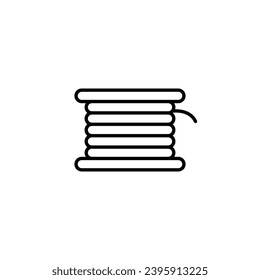 Ilustración vectorial por cable. Icono de cable de bobina de cobre en color blanco y negro.