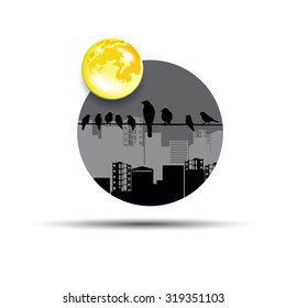 wire vector illustration silhouette design background nature bird flock group