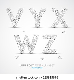 Wire Vector low poly alphabet font with shadow