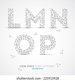 Wire Vector low poly alphabet font with shadow