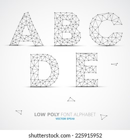 Wire Vector low poly alphabet font with shadow