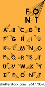 Wire Vector low poly alphabet font. Creative bubbles