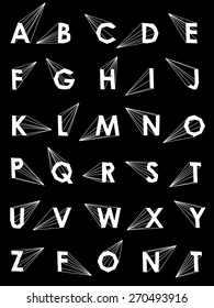 Wire Vector low poly alphabet font. Creative bubbles