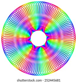 Wire wheel mandala with 6 fold rotational symmetry and 20 rainbow colors. The vector file is an AI 8 compatible eps file. 