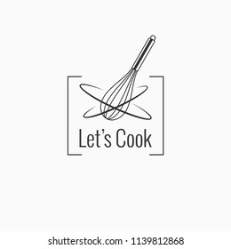 wire whisk for cook logo on white background