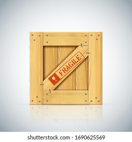 Wirebound square vector wooden container for fragile freight