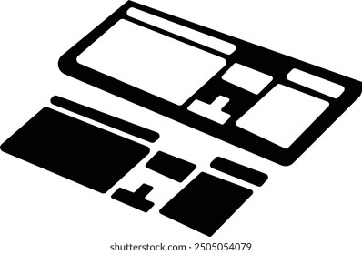 Wired computer keyboard keypad flat icon Vector