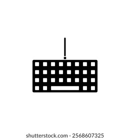 Wired Computer Keyboard, Keypad Solid Flat Vector Icon Isolated on White Background.