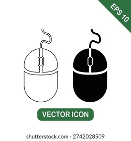 Wired Computer Mouse Icon Set