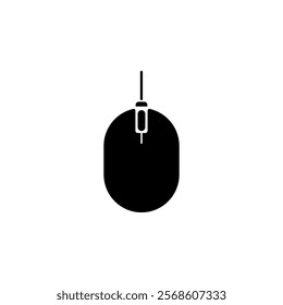 Wired Computer Mouse, Pointing Device Solid Flat Vector Icon Isolated on White Background.