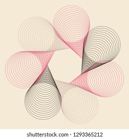 wired cones rotation flower in pink black on ivory