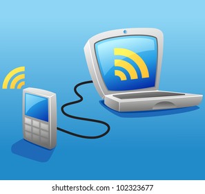 wired connection between mobile phone  and laptop