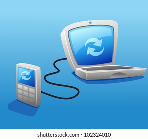 wired connection between mobile phone  and laptop