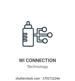 Wired connection outline vector icon. Thin line black wired connection icon, flat vector simple element illustration from editable technology concept isolated stroke on white background