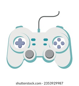 Wired controller for game console. Modern high tech electronic devices cartoon illustration. Technology and leisure concept. Colored flat vector isolated on white background