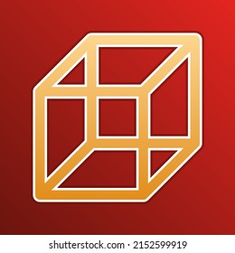 Kabelloses Würfel-Schild. Goldenes Farbverlauf-Symbol mit Konturen auf neuem Hintergrund. Illustration.