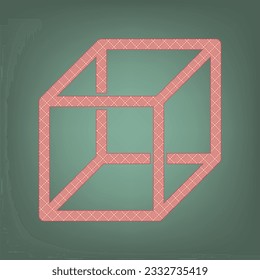 Señal de cubo con cable con costillas visibles. Icono de albaricoque con motivos gráficos de parqué rojo ladrillo en un fondo de Ebony. Feldgrau. Verde. Ilustración.