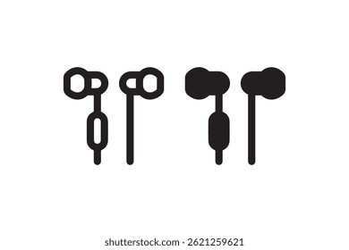 Wired earphones icon in outline and solid style Vector