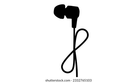 Wired Earphones silhouette, high quality vector