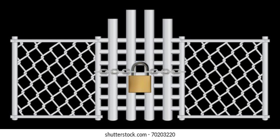 wired fance and chain, lock