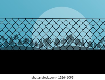 Wired fence and forest vector abstract background concept