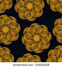 wired floral seamless pattern in gold and black