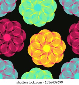wired floral seamless pattern in pop multicolor shades