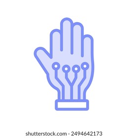 Duotone-Linie-Symbol für Handschuhe mit Kabelanschluss, Vektorgrafik, Pixel perfekt, Illustratordatei