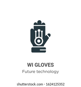 Wired gloves glyph icon vector on white background. Flat vector wired gloves icon symbol sign from modern future technology collection for mobile concept and web apps design.