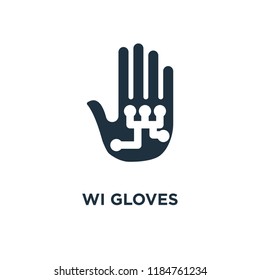 Wired gloves icon. Black filled vector illustration. Wired gloves symbol on white background. Can be used in web and mobile.