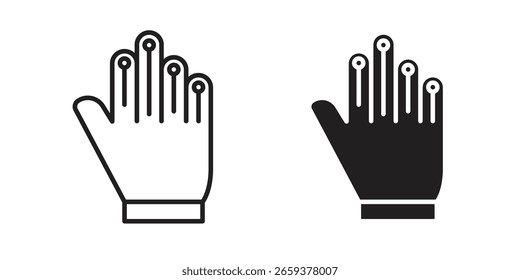 Wired gloves icon set, line and black glyph style for food app website.
