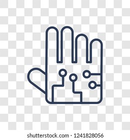 Wired gloves icon. Trendy linear Wired gloves logo concept on transparent background from Artificial Intellegence and Future Technology collection