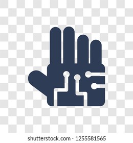 Wired gloves icon. Trendy Wired gloves logo concept on transparent background from Artificial Intelligence collection