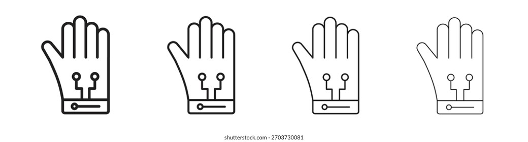 Iconos de guantes con cable. colección editable del icono del movimiento.