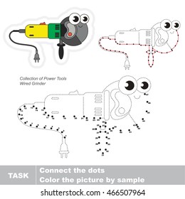 Wired Grinder in vector to be traced by numbers, easy educational kid game.