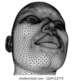 wired head vector 3d illustration