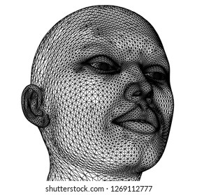 wired head vector 3d illustration