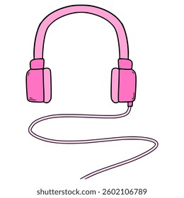 wired headphone illustration hand drawn isolated vector